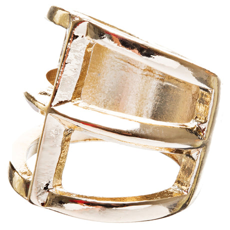 Trendy Square Shaped Hollow Design Statement Fashion Size 8 Ring R215 Gold