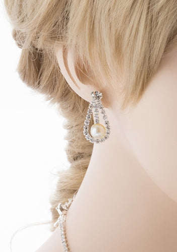 Bridal Wedding Jewelry Set Crystal Rhinestone Pearl Elegant Classy Necklace - Accessoriesforever