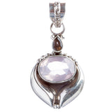 925 Sterling Silver Natural Gemstones Pink Amethyst Pendant FJSVP2084