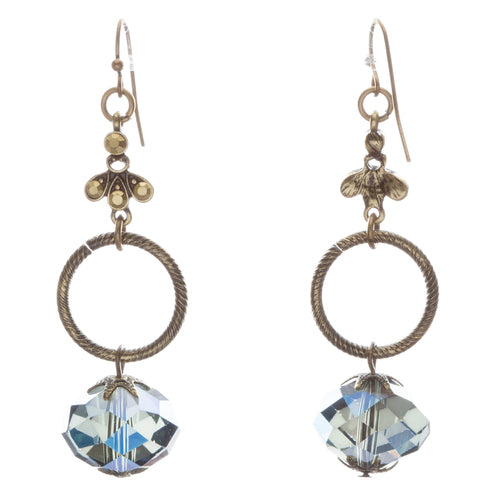 Contemporary Fashion Linear Open Circle Glass Beads Dangle Earrings E839 Blue