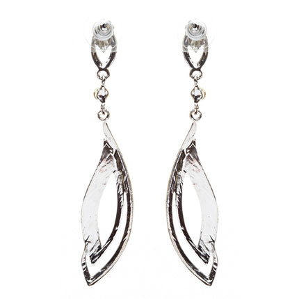 Bridal Wedding Jewelry Crystal Rhinestone Elegant Engrossed Earrings E725 Silver - Accessoriesforever