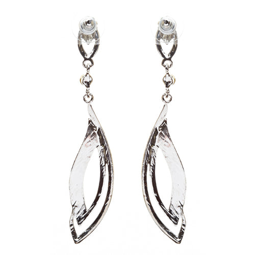 Bridal Wedding Jewelry Crystal Rhinestone Elegant Engrossed Earrings E725 Silver