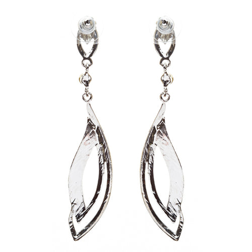 Bridal Wedding Jewelry Crystal Rhinestone Elegant Engrossed Earrings E725 Silver - Accessoriesforever