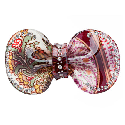Woman Hair Barrette Clip Floral Ribbon Brown NEW - Accessoriesforever