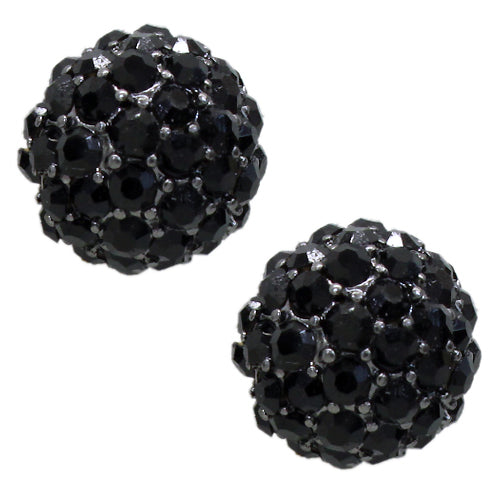 Sparkle Style Fashion Crystal Ball Stud Earrings Black