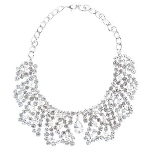 Bridal Wedding Jewelry Crystal Rhinestone Grand Finely Crafted Necklace J504SL