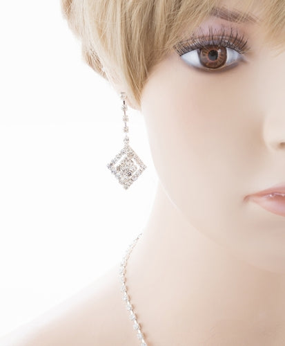 Bridal Wedding Jewelry Crystal Rhinestone Gorgeous Design Necklace J572 Silver