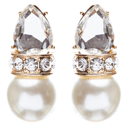 Bridal Wedding Jewelry Crystal Rhinestone Elegant Tear Drop Earrings E863 Gold - Accessoriesforever