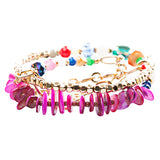 Beautiful Stone Bead Tribal Bohemian Statement Wrap Fashion Bracelet B448 Pink