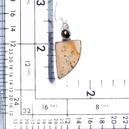 925 Sterling Silver Natural Gemstones Jasper Dangle Earrings FJSVE2124 - Accessoriesforever