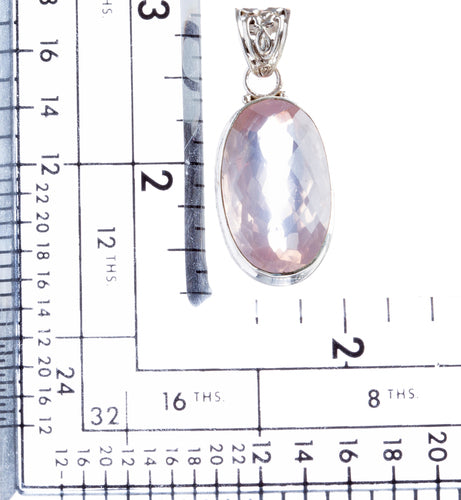 925 Sterling Silver Natural Gemstones Pink Amethyst Pendant FJSVP2075