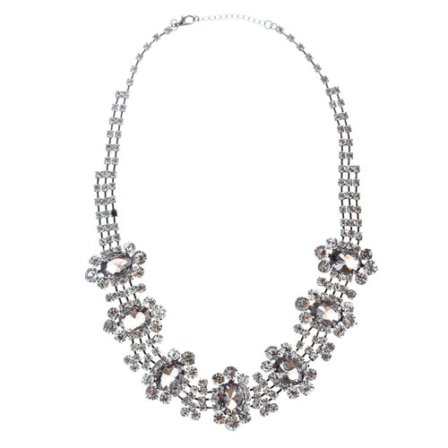 Bridal Wedding Jewelry Crystal Rhinestone Sophisticated Layout Necklace J529Gray