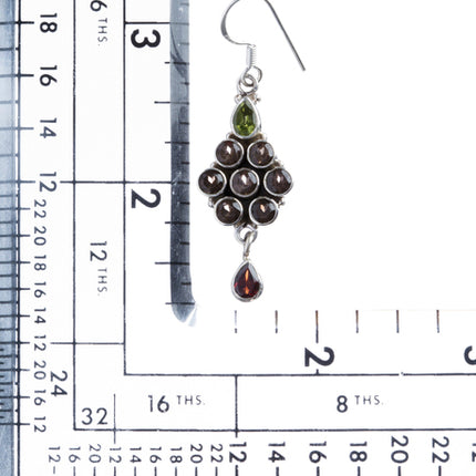 925 Sterling Silver Gemstones Natural Garnet Topaz Dangle Earrings FJSE2165 - Accessoriesforever
