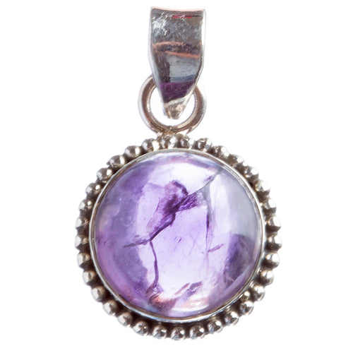 925 Sterling Silver Natural Gemstones Amethyst Pendant FJSVP2096