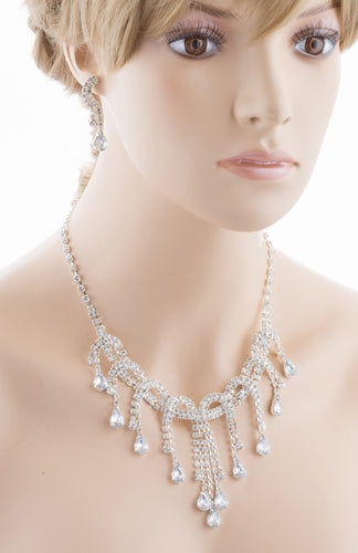 Bridal Jewelry Set Chunky Teardrop Crystal Rhinestone L