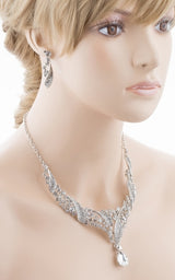 Bridal Wedding Jewelry Crystal Rhinestone Beautifully Crafted Necklace J508 SLV