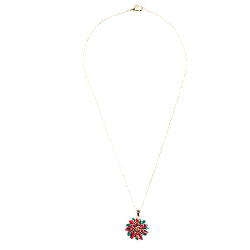 Christmas Jewelry Crystal Rhinestone Wreath Charm Pendant Necklace N83 Gold Red