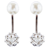 Trendy Chic Double Sided Crystal Rhinestone Pearl Swing Post Earrings E1004 SV