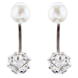 Trendy Chic Double Sided Crystal Rhinestone Pearl Swing Post Earrings E1004 SV