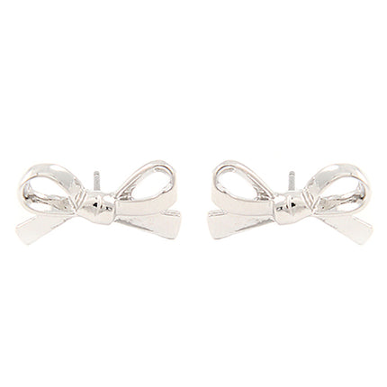 Cute Mini Bow Tie Ribbon Fashion Stud Post Earrings E615 Silver