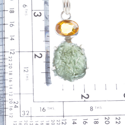 925 Sterling Silver Natural Gemstones Moldavite Topaz Pendant FJSVP2099 - Accessoriesforever
