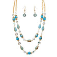 Fascinating Design Crystal Rhinestone Beaded Tear Drop Necklace Set JN182 Blue