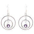 925 Sterling Silver Gemstones Natural Amethyst Dangle Earrings FJSE2177