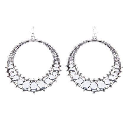 Beautiful Dazzling Crystal Rhinestone Open Circle Dangle Fashion Earrings Silver