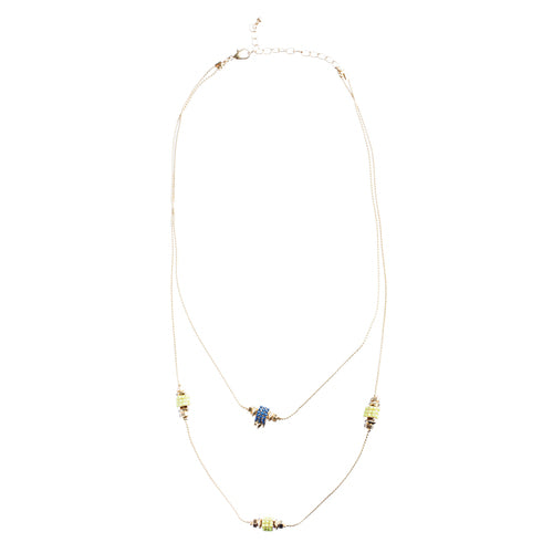 Simple Yet Elegant Design Gold Plate Double Chain Charm Necklace N77 Yellow