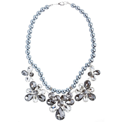 Bridal Wedding Jewelry Crystal Rhinestone Captivating Floral Bib Necklace J509GR - Accessoriesforever