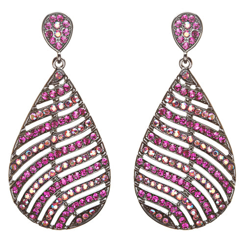 Modern Fashion Crystal Rhinestone Stunning Leaf Design Dangle Earrings E729 Pink - Accessoriesforever