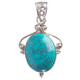925 Sterling Silver Natural Gemstones Turquoise Pendant FJSVP2057