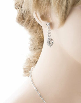 Bridal Wedding Jewelry Prom Crystal Rhinestone Classy Chic Necklace Set J669 SV - Accessoriesforever