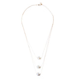 Gorgeous Layered Chains Pearl Fashion Necklace JN267 Gold White