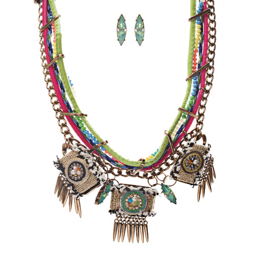 Tribal Fashion Interesting Intricate Multi Layer Braided Chain Necklace JN265 MT