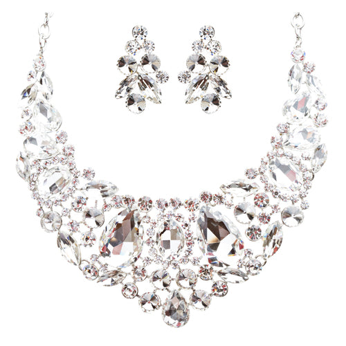 Bridal Wedding Jewelry Crystal Rhinestone Beautiful Embroidered Necklace J513SV