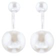 Trendy Chic Double Sided Elegant Pearl Swing Post Earrings E1005 Silver
