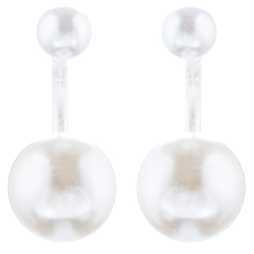 Trendy Chic Double Sided Elegant Pearl Swing Post Earrings E1005 Silver
