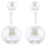 Trendy Chic Double Sided Elegant Pearl Swing Post Earrings E1005 Silver