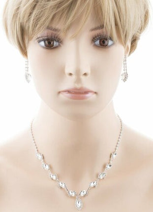 Bridal Wedding Jewelry Prom Crystal Rhinestone Classy Chic Necklace Set J669 SV - Accessoriesforever