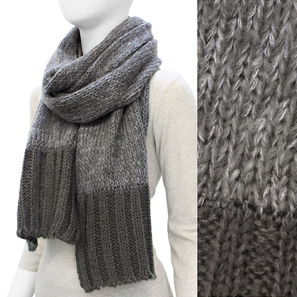 Duo Tone Simple Knitted Cold Weather Long Fashion Scarf Gray - Accessoriesforever