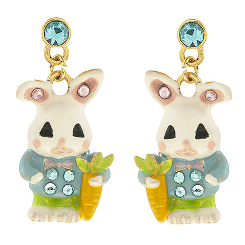 Spring Easter Jewelry Crystal Bunny Carrot Charm Fashion Dangle Earrings E1205