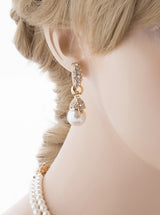 Bridal Wedding Jewelry Set Pearl Rhinestone LN Creme