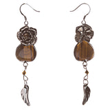 Fashion Floral Formica Linear Dangle Earring Brown SALE