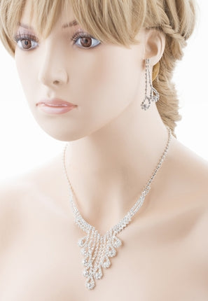 Bridal Wedding Jewelry Crystal Rhinestone Magnificent Design Necklace J571Silver - Accessoriesforever