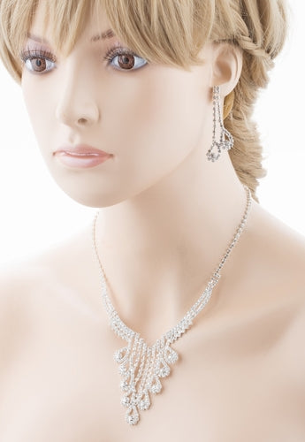 Bridal Wedding Jewelry Crystal Rhinestone Magnificent Design Necklace J571Silver