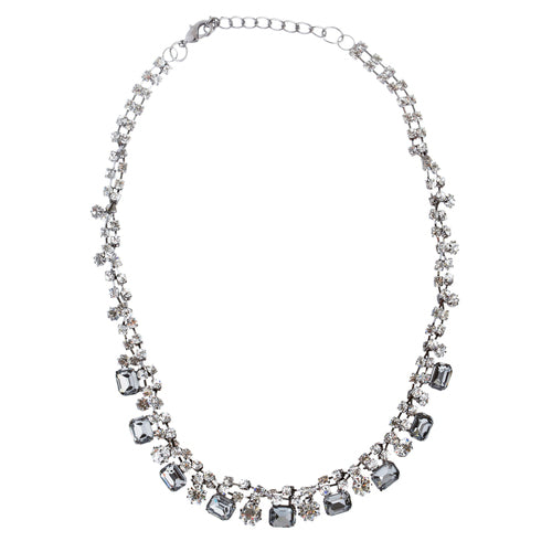 Sparkle Crystal Rhinestone Jewelry Set Beautiful Pattern Necklace J527 Gray - Accessoriesforever