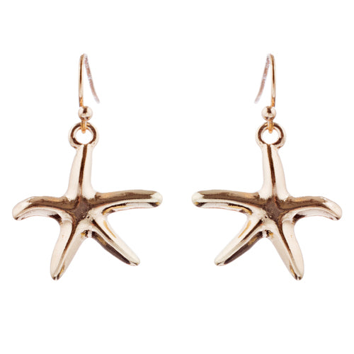Fun Ocean Inspired Sea Star Shell Pendant Necklace Earrings Set JN280 Orange - Accessoriesforever