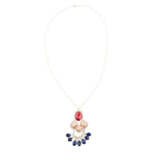 Beautiful Formica Crystal Pendant Statement Jewelry Fashion Necklace Gold Red