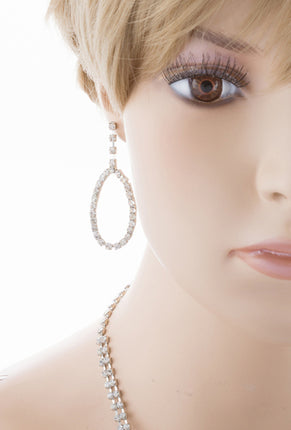 Bridal Wedding Jewelry Set Crystal Rhinestone Oval Link - Accessoriesforever